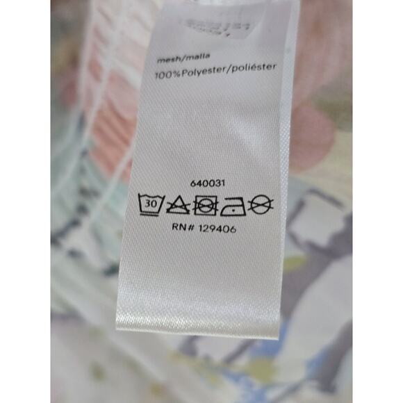 White Pink Floral Print Venus Elastic Hem V-Neck Flutter Sleeve US Size 12 - Picture 5 of 6